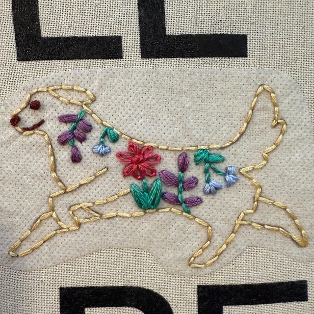 Welpen-Stickmuster | Hunde-Stickerei-Design | Kreatives florales Tiermuster - image 2