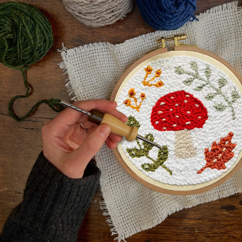 Herbstliches Punch-Needle-Set mit roten Pilzen – Anfängerfreundliches Bastelprojekt | Saisonales Deko-Highlight - image 3