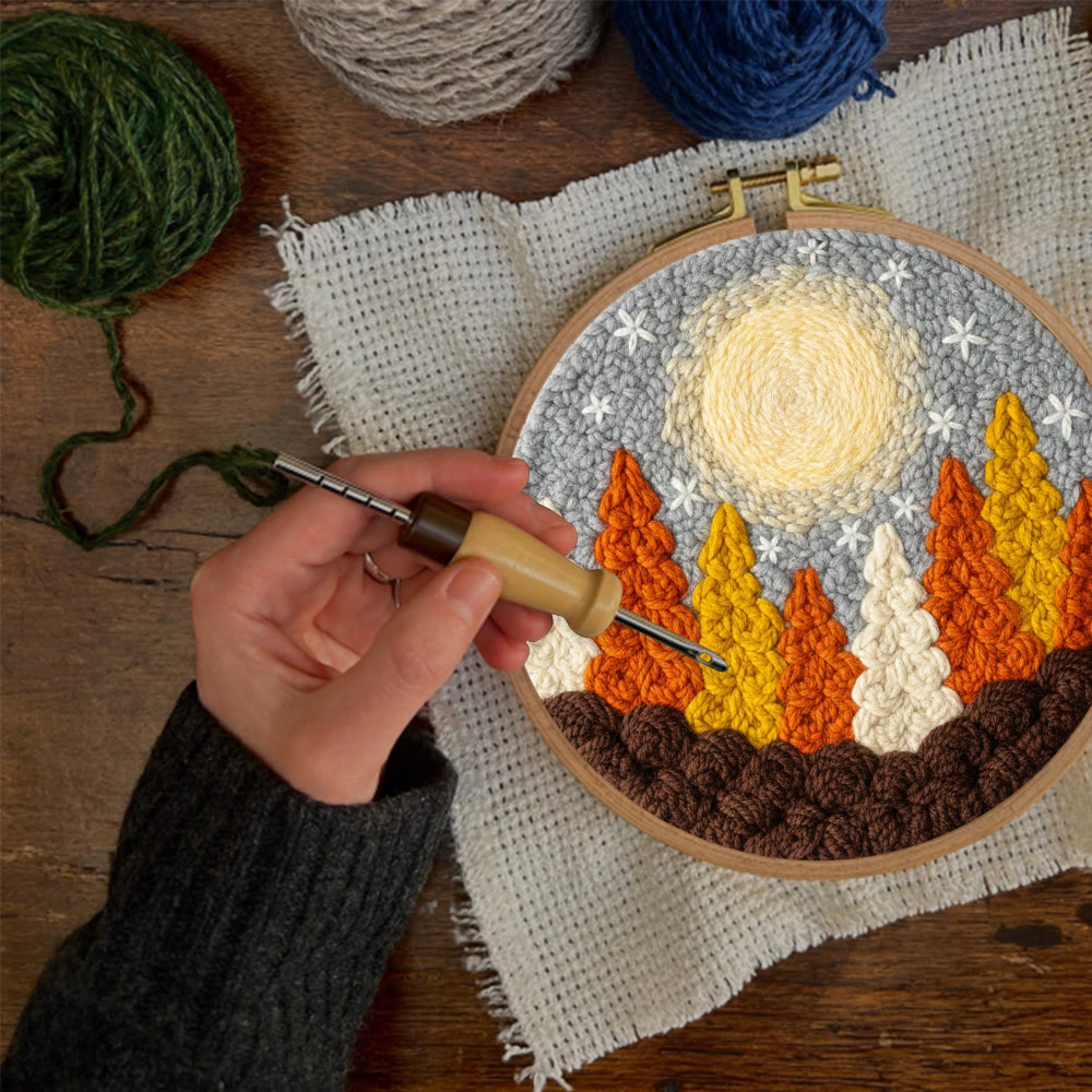 Goldener Wald Punch Needle Set – DIY-Kunsthandwerk | Perfekte Wanddekoration - image 2