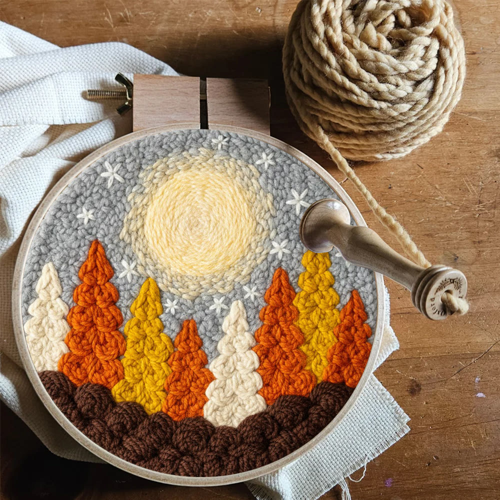 Goldener Wald Punch Needle Set – DIY-Kunsthandwerk | Perfekte Wanddekoration - image 8