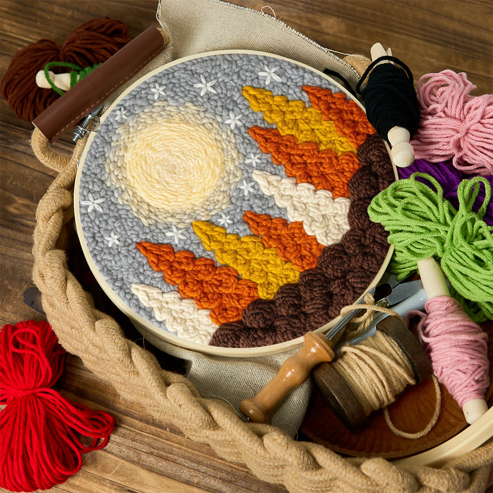 Goldener Wald Punch Needle Set – DIY-Kunsthandwerk | Perfekte Wanddekoration - image 3