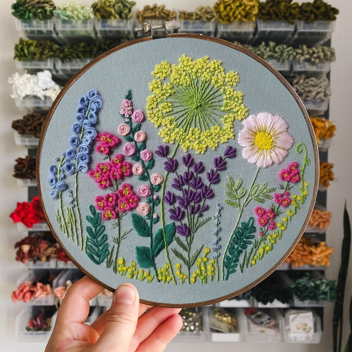 Rubbyoo Stickset – Wildblumen | Blumenstickmuster | DIY-Nähset - image 6