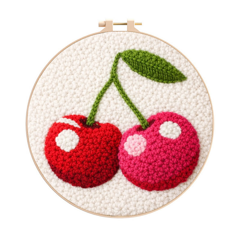 Süßkirsch-Stanznadel-Set – Cottagecore-Küchendeko | DIY-Bastelset für Anfänger - 8-Zoll-Reifenset - image 1