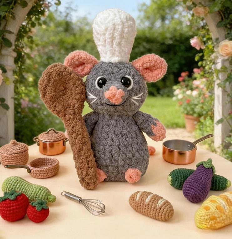 DIY-Häkelset für eine handgemachte Kochmaus – Plüschmaus | Geschenk für Freunde - DIY-Häkelset für eine handgemachte Kochmaus - image 1