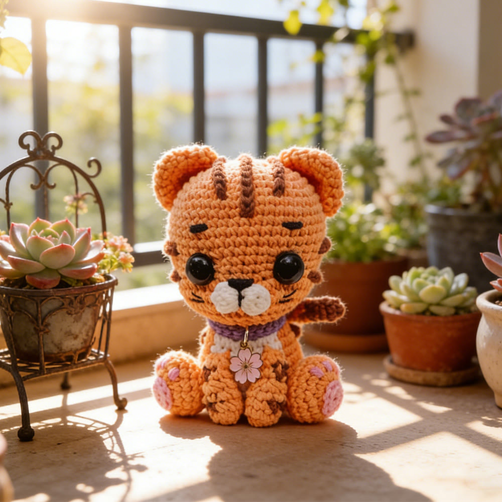 DIY-Häkelset für einen Tiger – Handgehäkeltes Tier | Schönes Geburtstagsgeschenk für Kinder - DIY-Handarbeits-Tiger-Häkelset - image 1