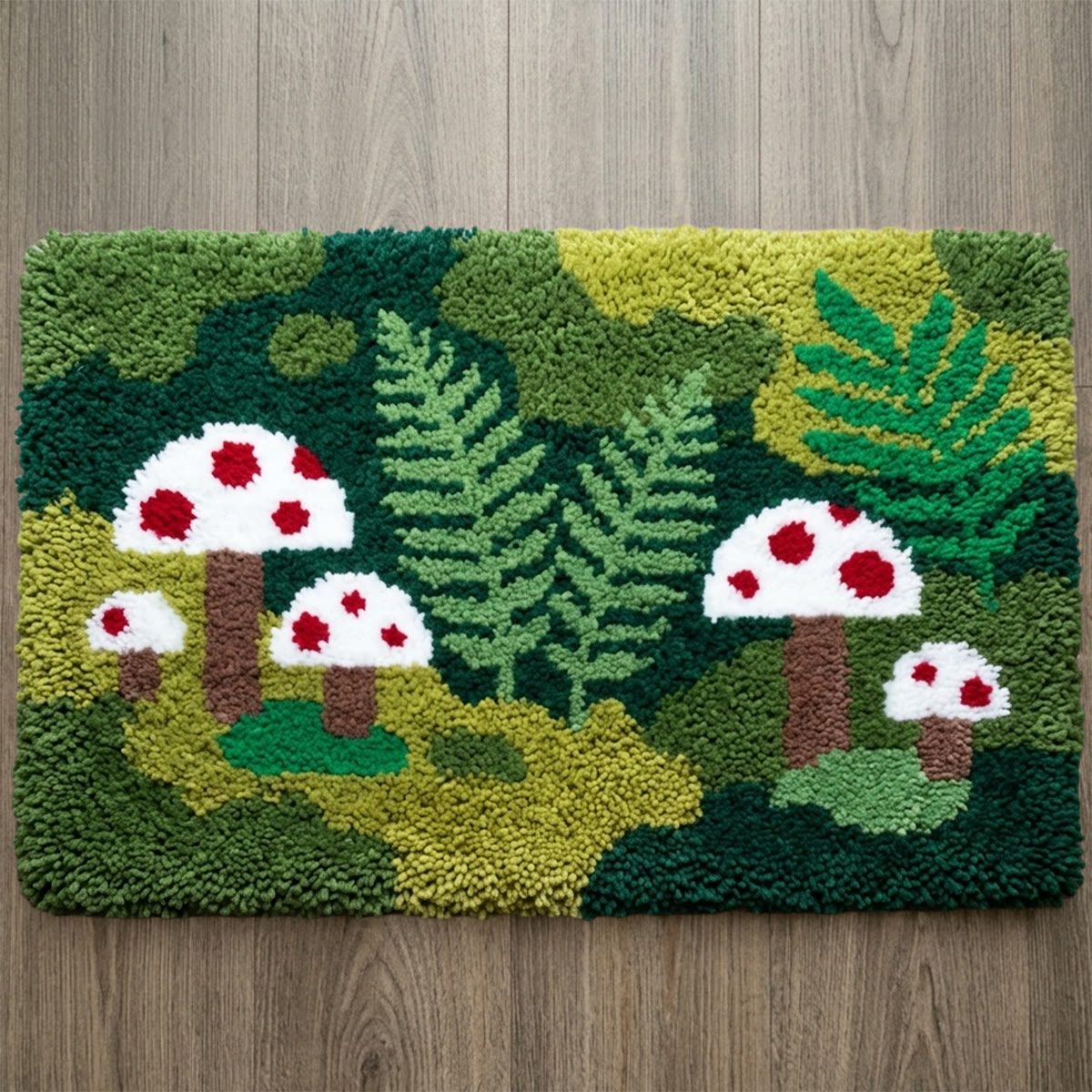 Rubbyoo Knüpfteppich-Set – Vintage-Pilz | Handgefertigter moderner Teppich | Weiches Plüsch-Bastelset - 75 × 50 cm - image 1