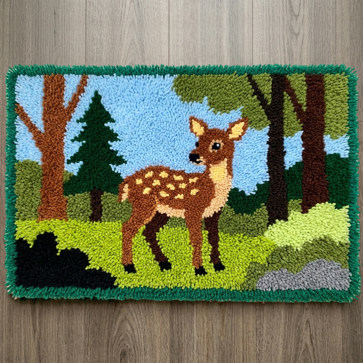 Rubbyoo Knüpfteppich-Set – Rehkitz | Handgefertigter Teppich | DIY-Geschenk für Einsteiger - 75 × 50 cm - image 1