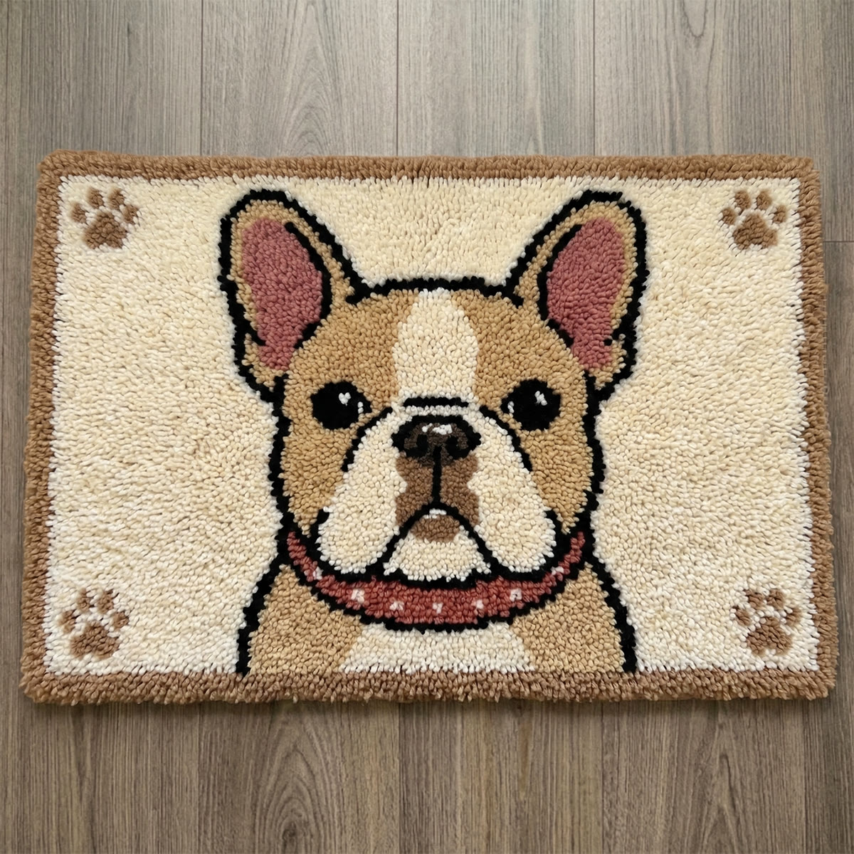 Rubbyoo Knüpfteppich-Set – Französische Bulldogge | Personalisierte Geschenke für Tierliebhaber | Fußmatte für Zuhause - 75 × 50 cm - image 1