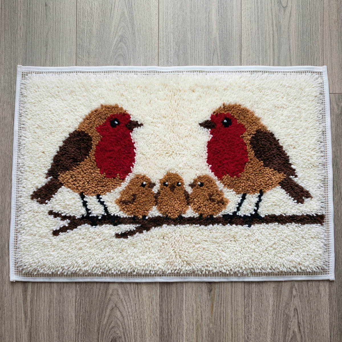 Rubbyoo Knüpfteppich-Set – Eine Vogelfamilie im Nest | Vielseitiger Knüpfteppich | Kreative Wohndekoration - 75 × 50 cm - image 1