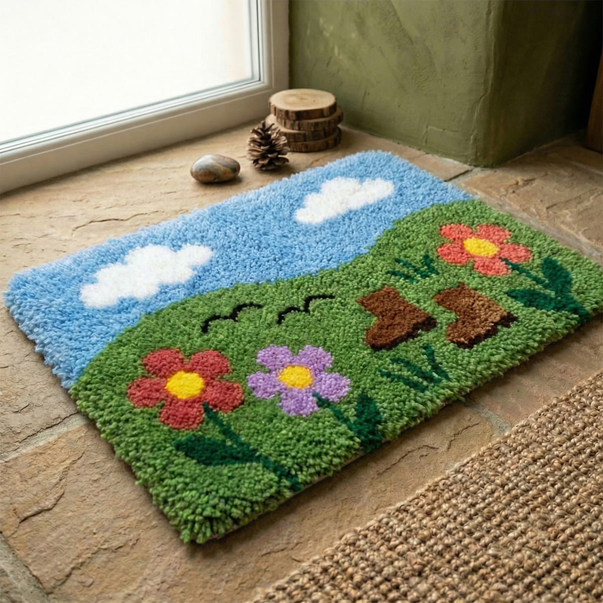 Rubbyoo Knüpfteppich-Set – Frühlingspicknick | Einzigartiger Akzentteppich | Perfektes Geschenk für Mama - image 6