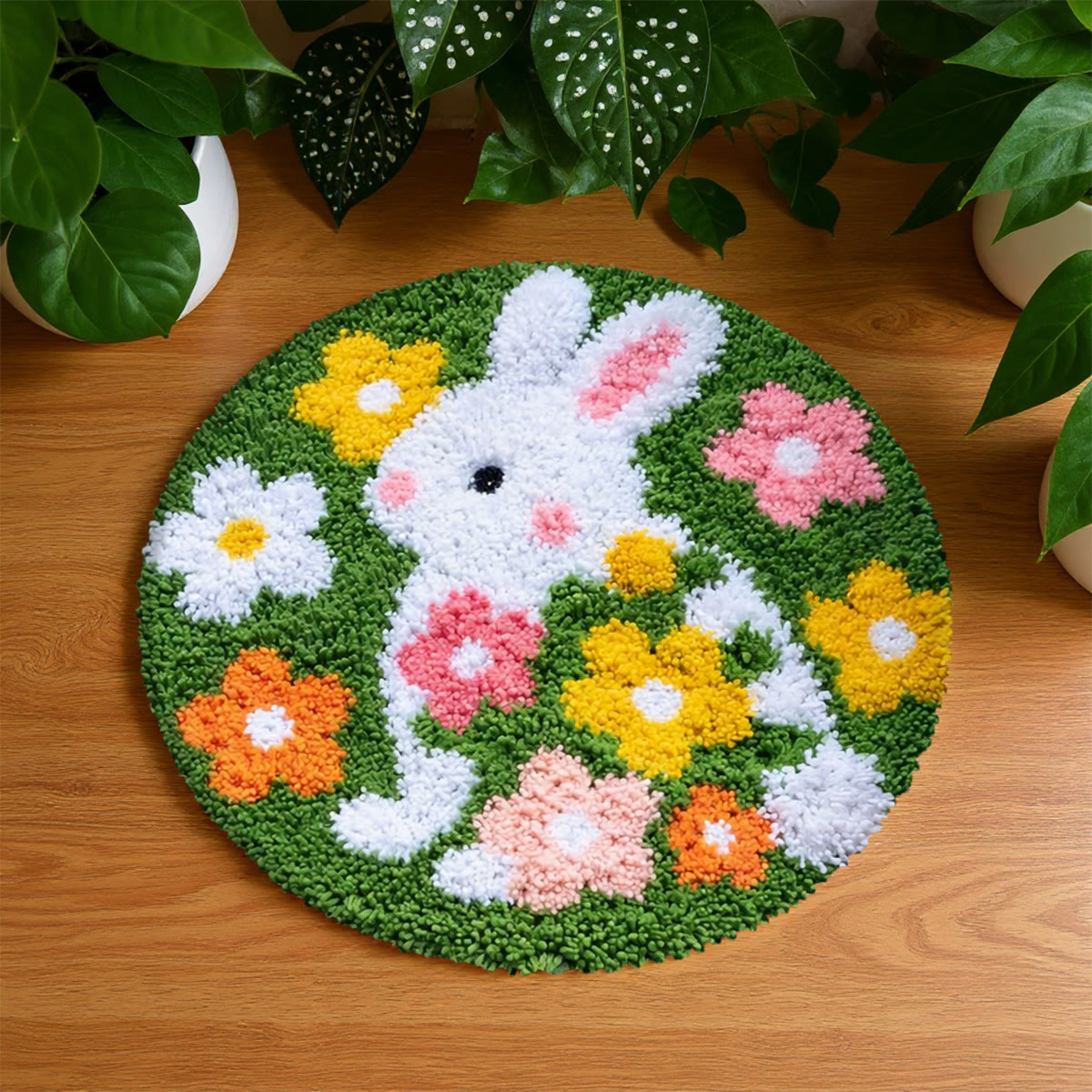 Rubbyoo Knüpfteppich-Set – Blumenhase | DIY-Garnprojekt | Weicher Teppich für Kinder - Bodendekoration für Zuhause - image 1