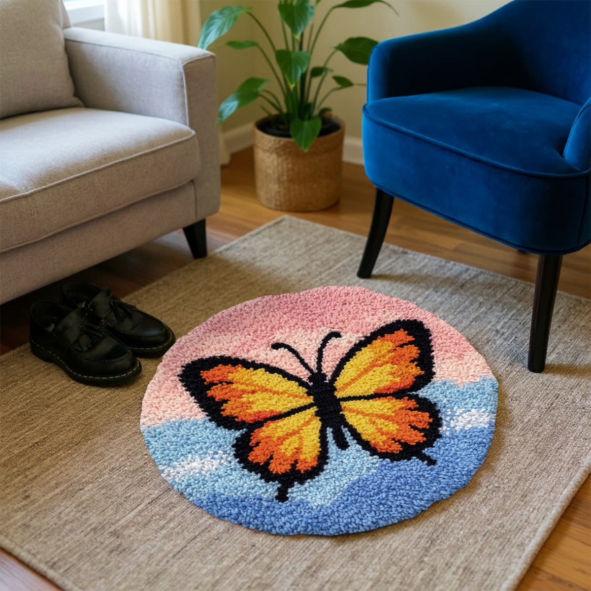 Rubbyoo Knüpfteppich-Set – Bezaubernder Schmetterling | Geschenk zum Einzug | Vielseitige Raumdekoration - image 2