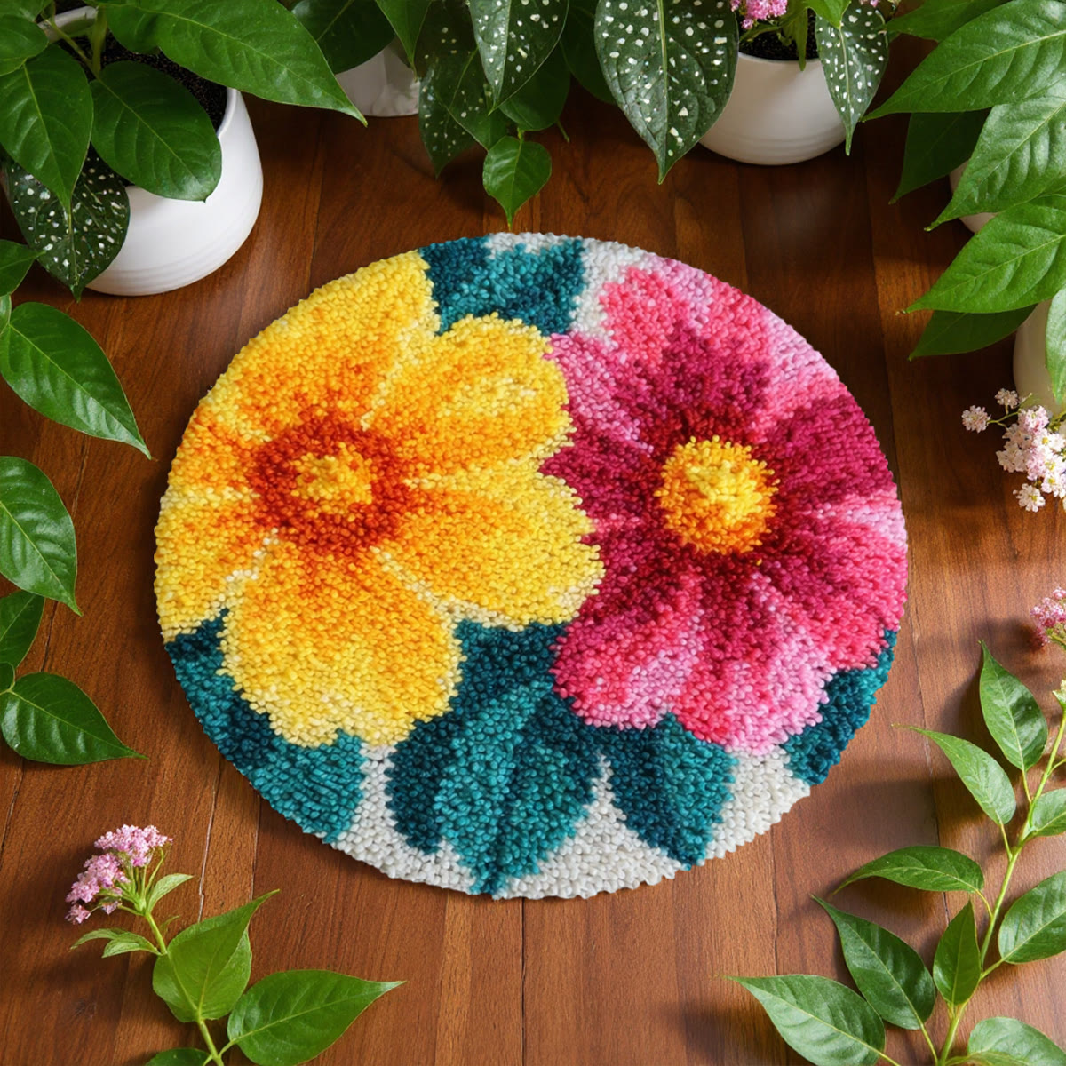 Rubbyoo Knüpfteppich-Set – Leuchtende Blumen | Bunte Fußmatte | Ästhetische Raumdekoration - image 8