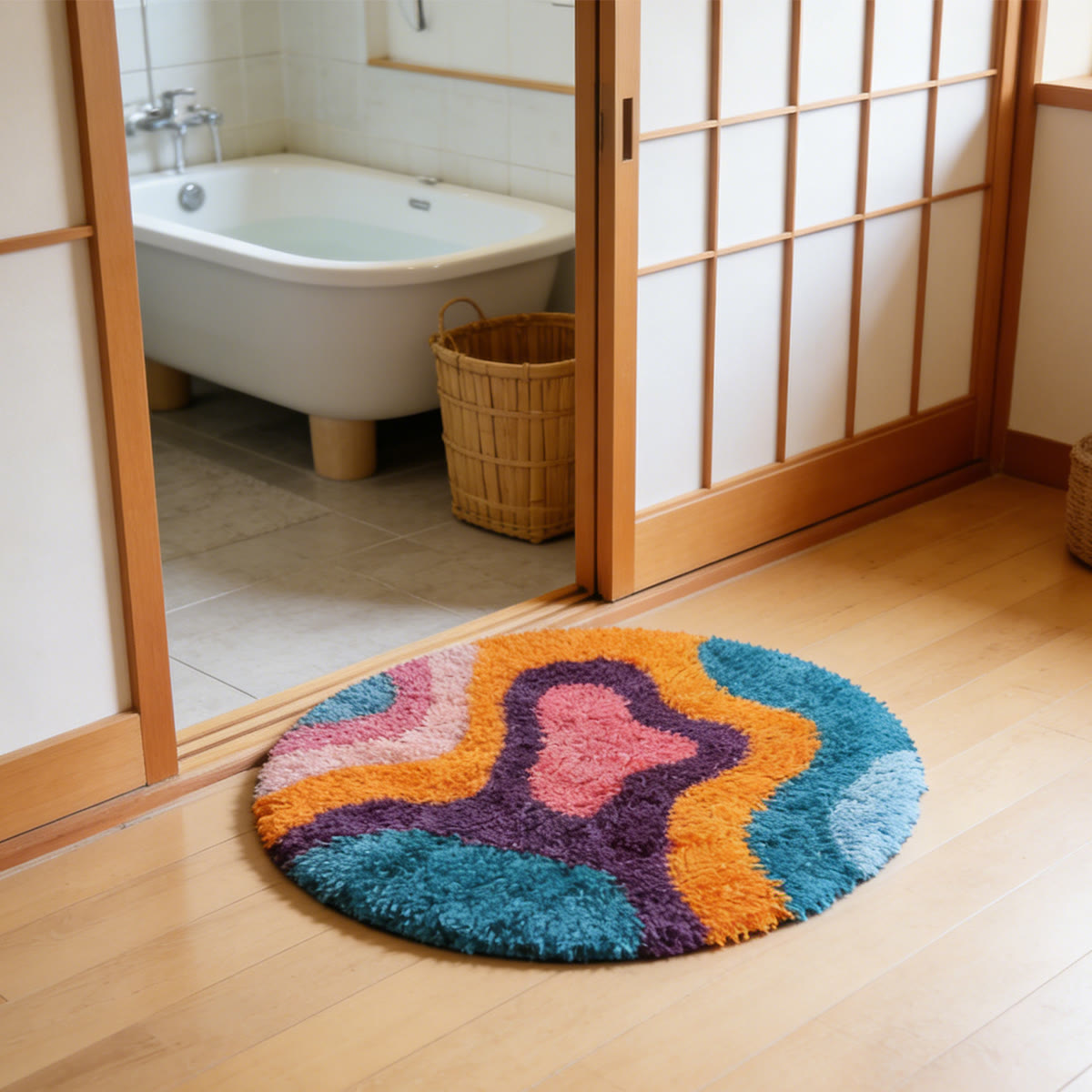 Rubbyoo Knüpfteppich-Set – Psychedelisches Design | Farbenfrohe Handarbeit | Dekorative Fußmatte - image 2