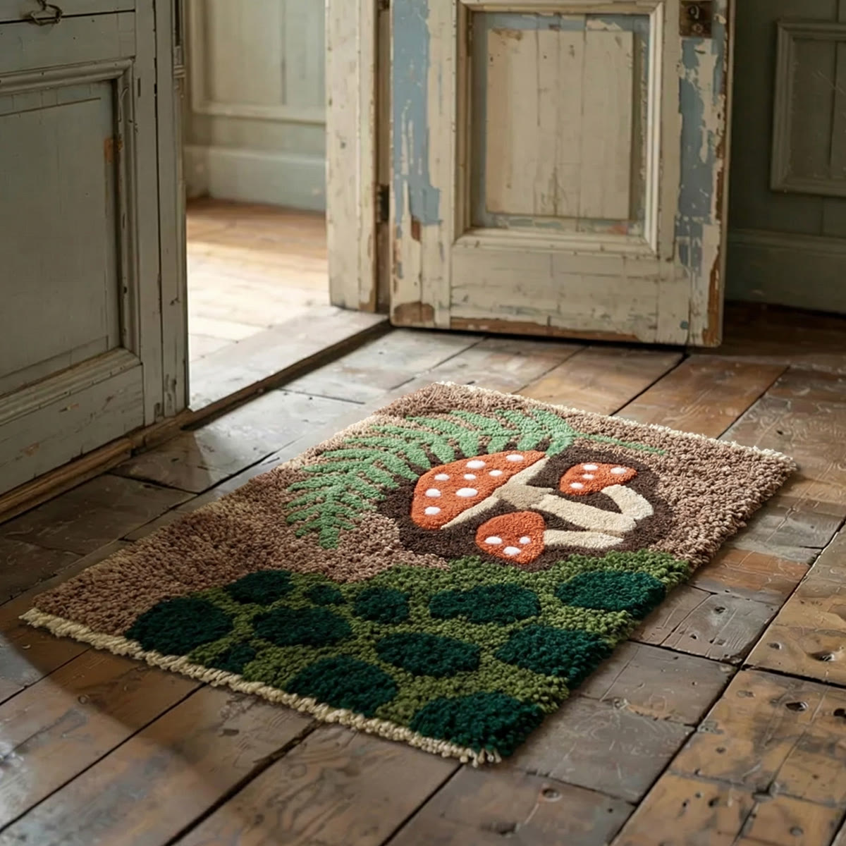Rubbyoo Knüpfteppich-Set – Roter Pilz | Handgefertigte Badematte | Kreativer, weicher Teppich - image 2
