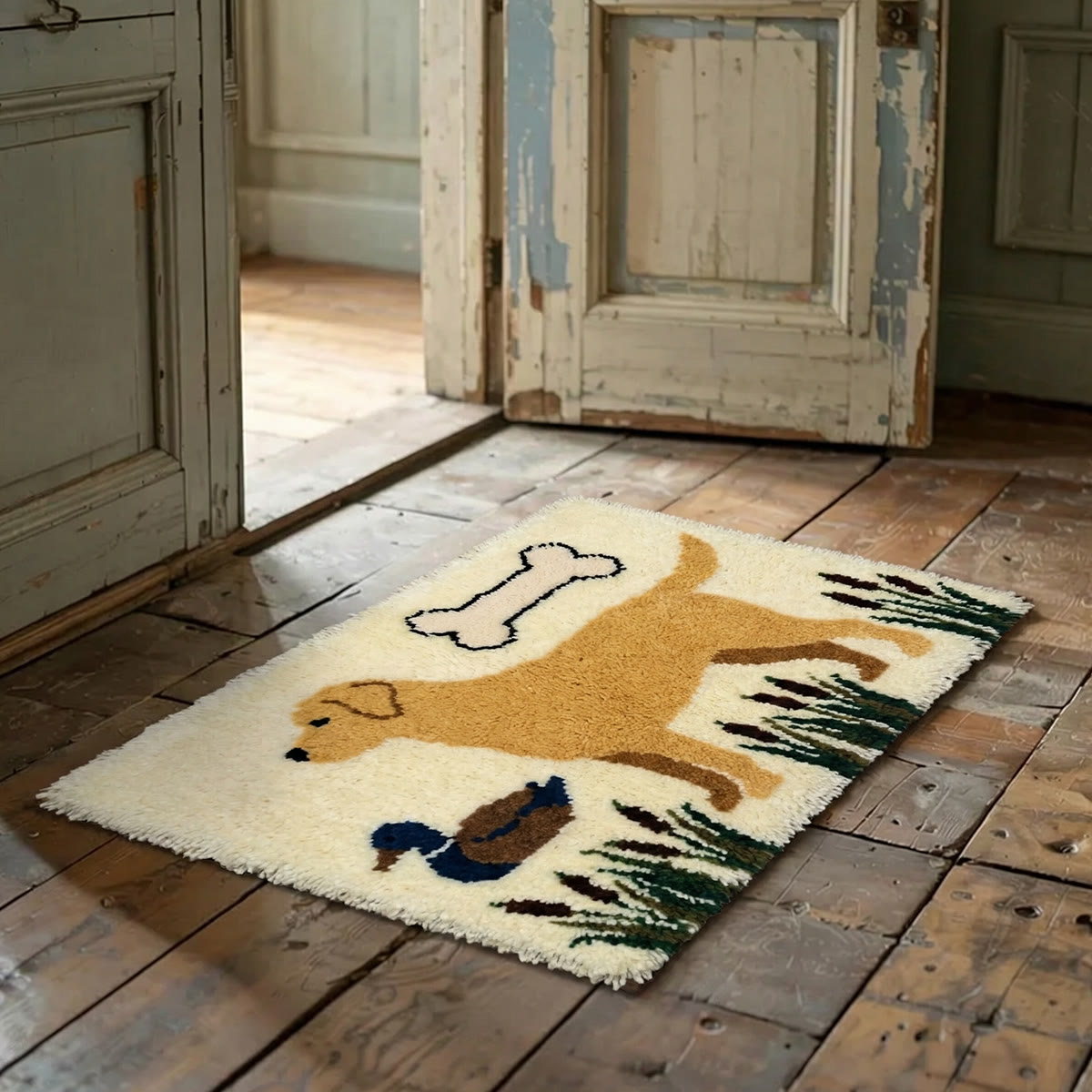 Rubbyoo Knüpfteppich-Set – Gelber Labradorwelpe | Dekorative Zimmerdekoration | Personalisierte Tiergeschenke - image 2