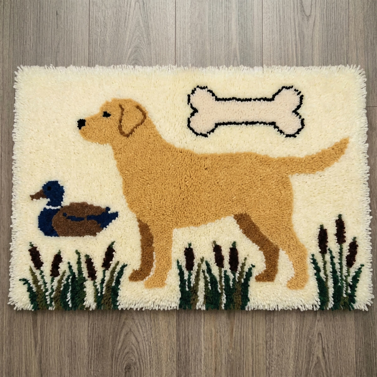 Rubbyoo Knüpfteppich-Set – Gelber Labradorwelpe | Dekorative Zimmerdekoration | Personalisierte Tiergeschenke - 75 × 50 cm - image 1