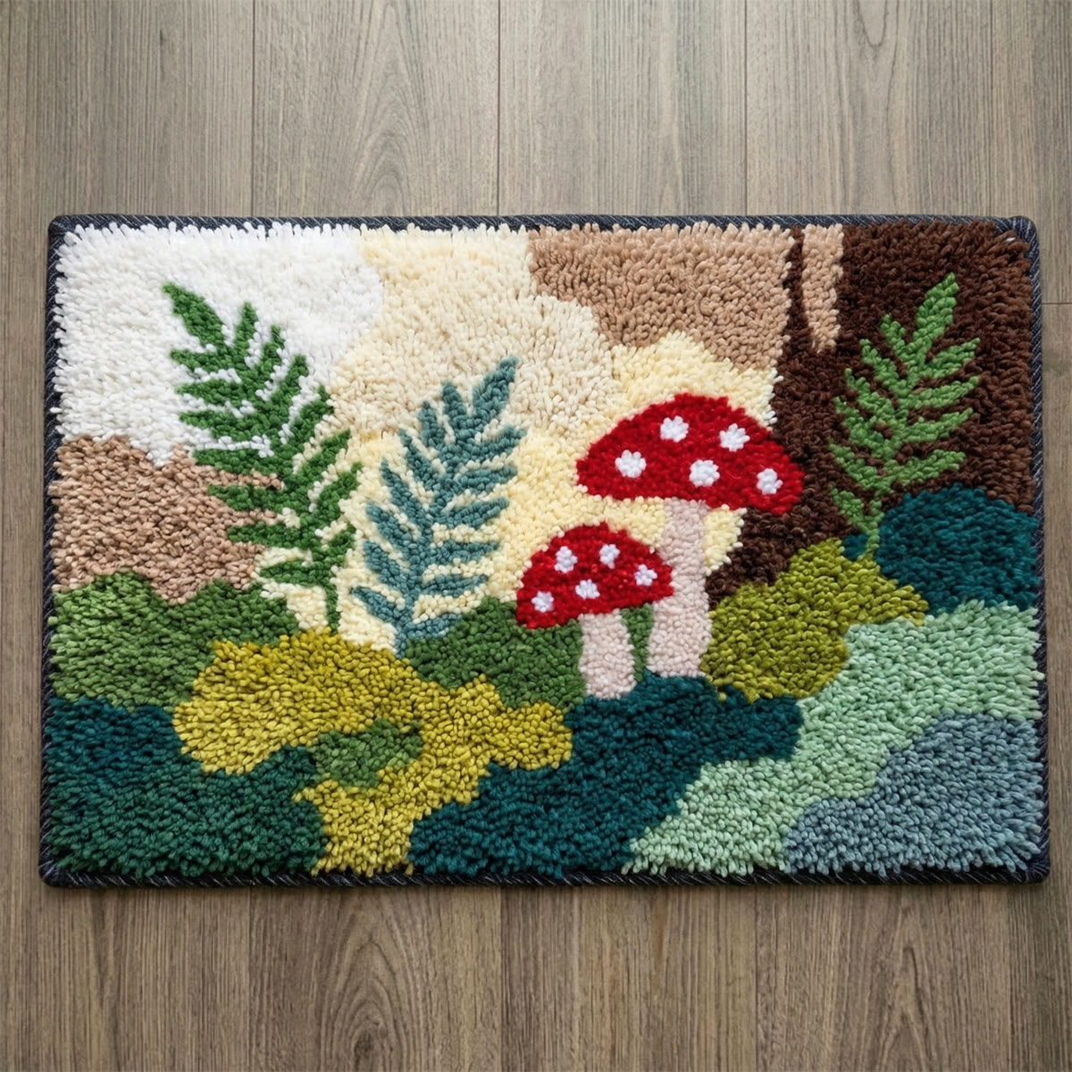 Rubbyoo Knüpfteppich-Set – Moospflanze | Ästhetische Fußmatte | Vintage-Handarbeit - 75 × 50 cm - image 1