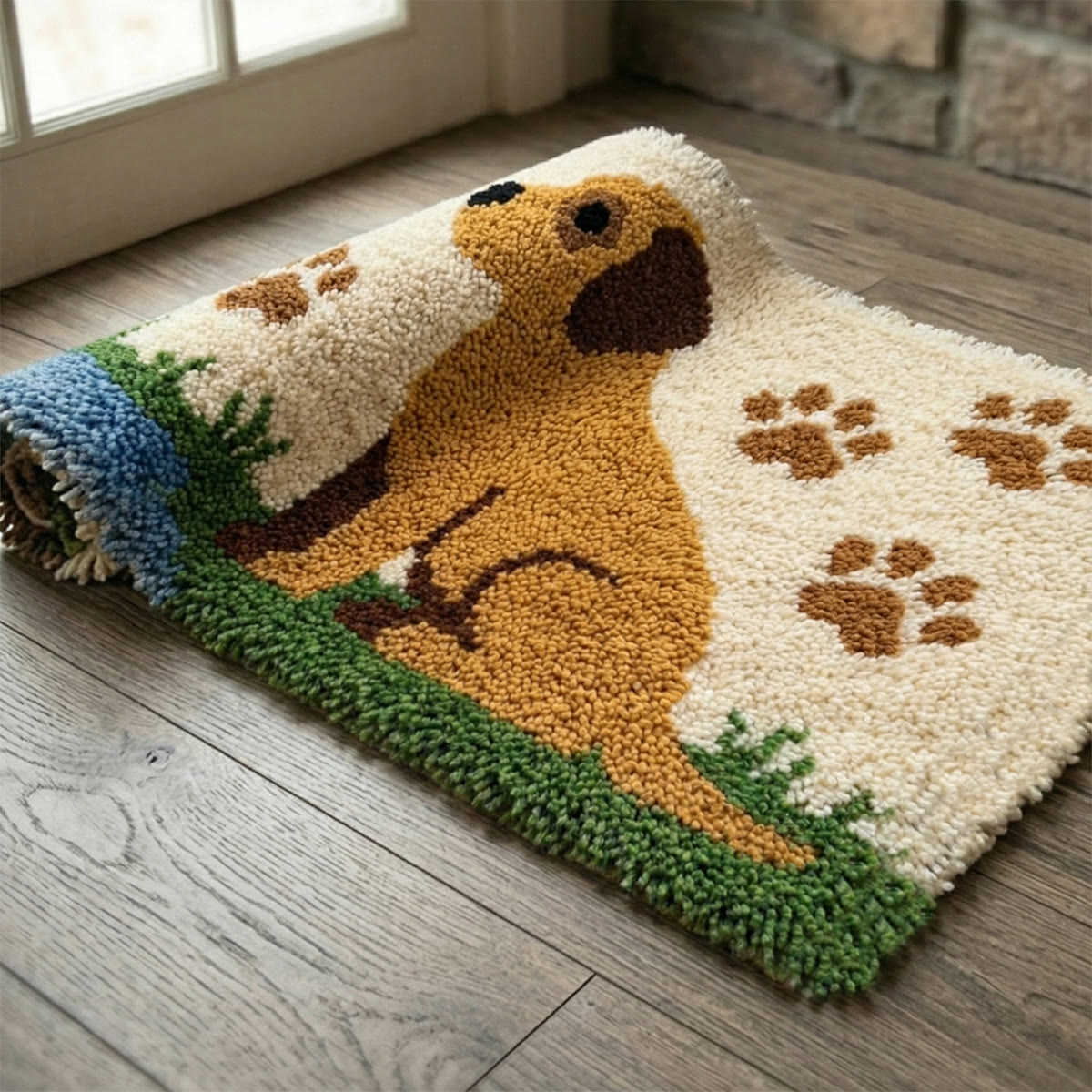 Rubbyoo Knüpfteppich-Set – Golden-Retriever-Welpe | Einzigartige Handarbeit | Ideal als Einzugsgeschenk - image 6