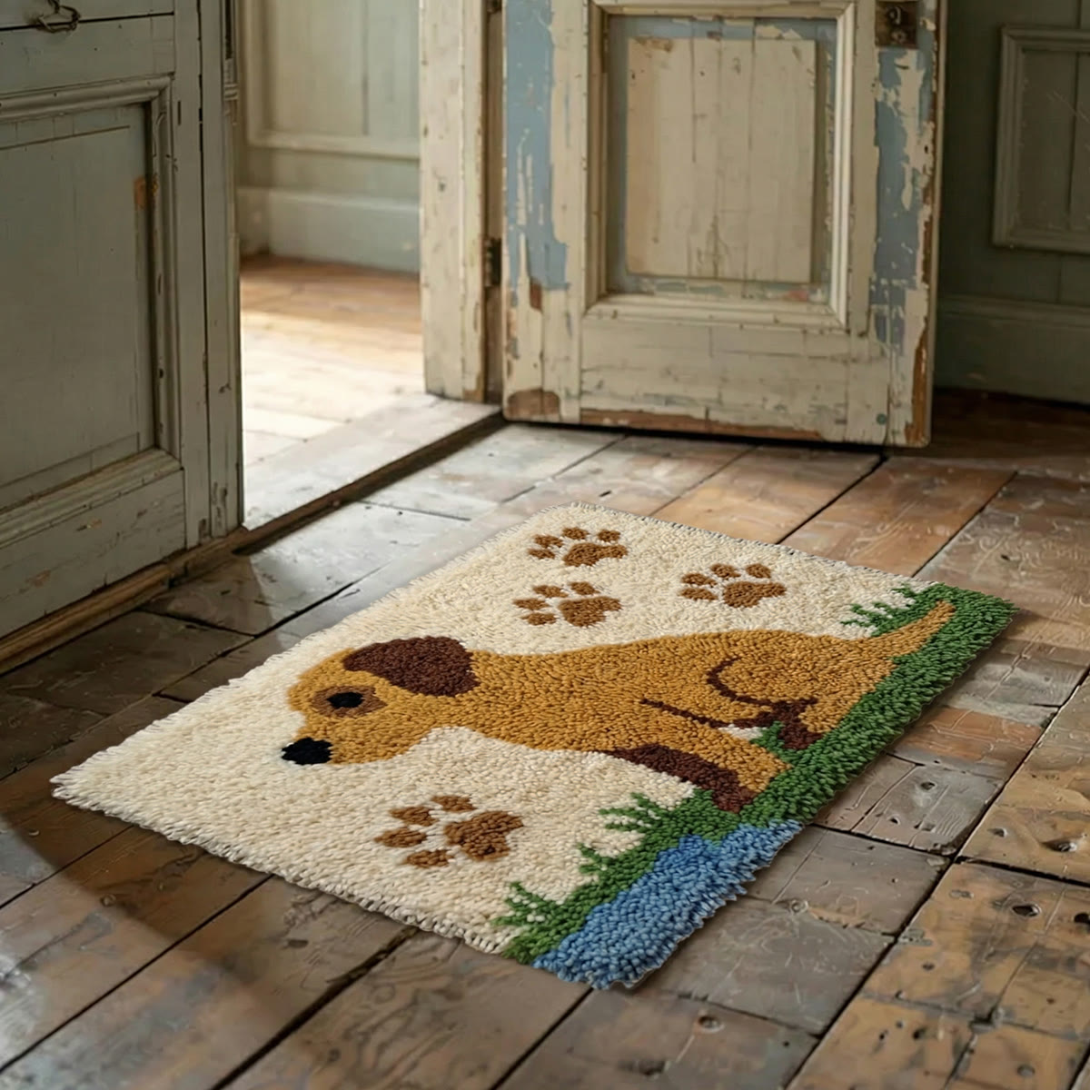 Rubbyoo Knüpfteppich-Set – Golden-Retriever-Welpe | Einzigartige Handarbeit | Ideal als Einzugsgeschenk - image 2