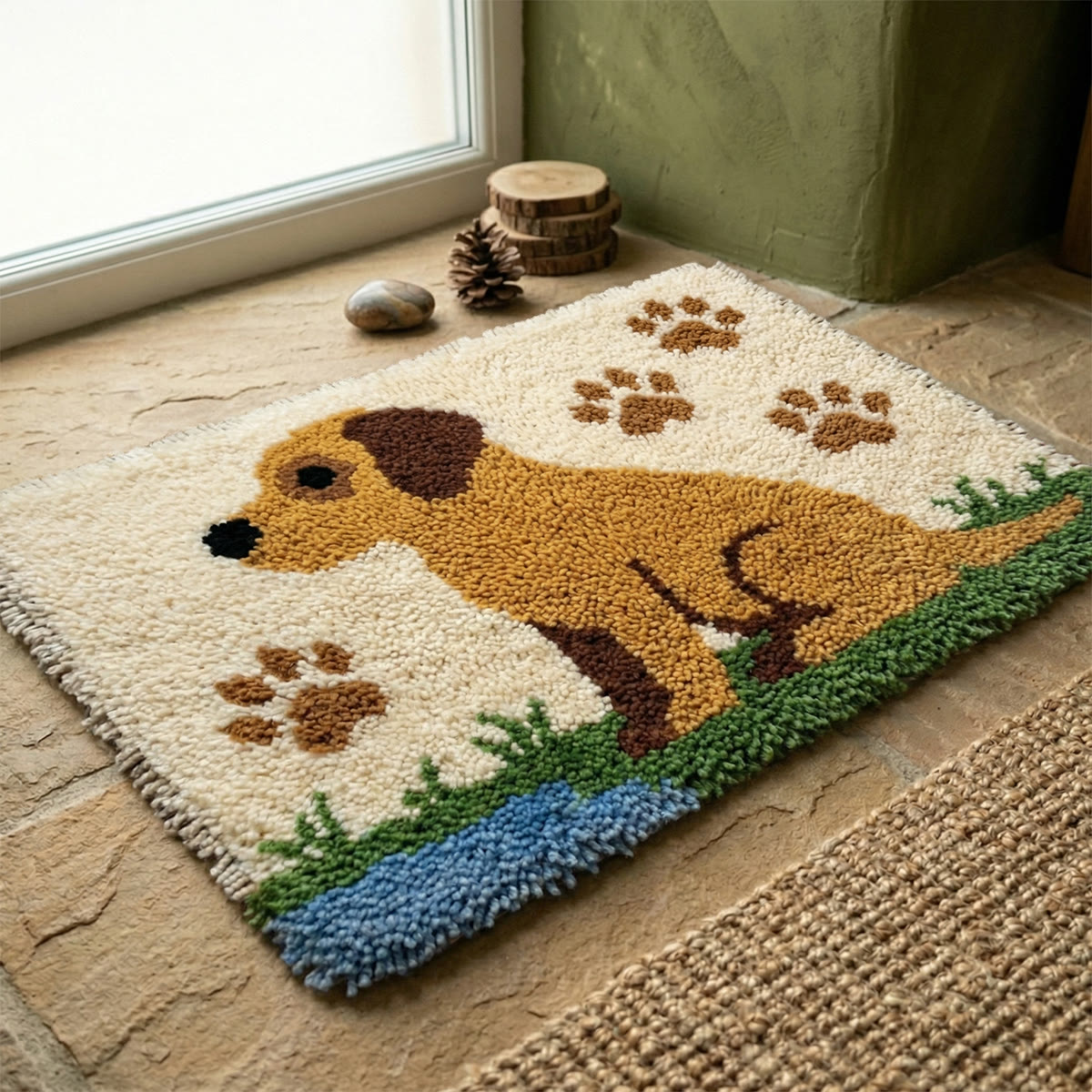 Rubbyoo Knüpfteppich-Set – Golden-Retriever-Welpe | Einzigartige Handarbeit | Ideal als Einzugsgeschenk - image 3