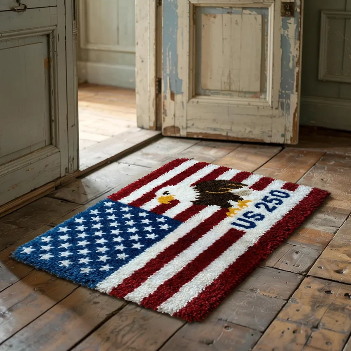Rubbyoo Knüpfteppich-Set – Amerikanischer Adler | Festliche Heimdekoration | DIY-Handarbeit - image 3