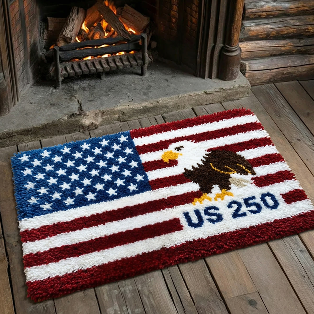 Rubbyoo Knüpfteppich-Set – Amerikanischer Adler | Festliche Heimdekoration | DIY-Handarbeit - image 2