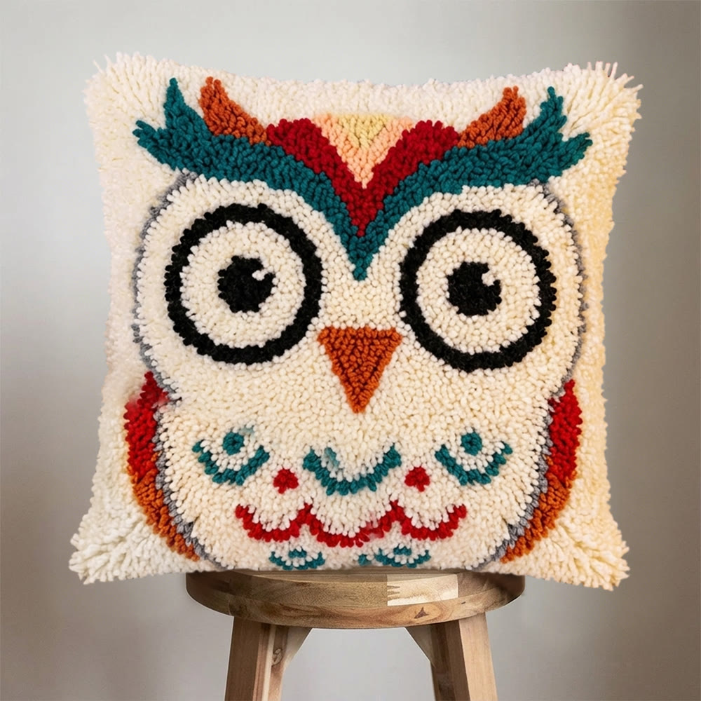 Rubbyoo Knüpfkissen-Set – Vintage-Eule | Handgefertigter Kissenbezug | Personalisierte Sofadekoration - image 3