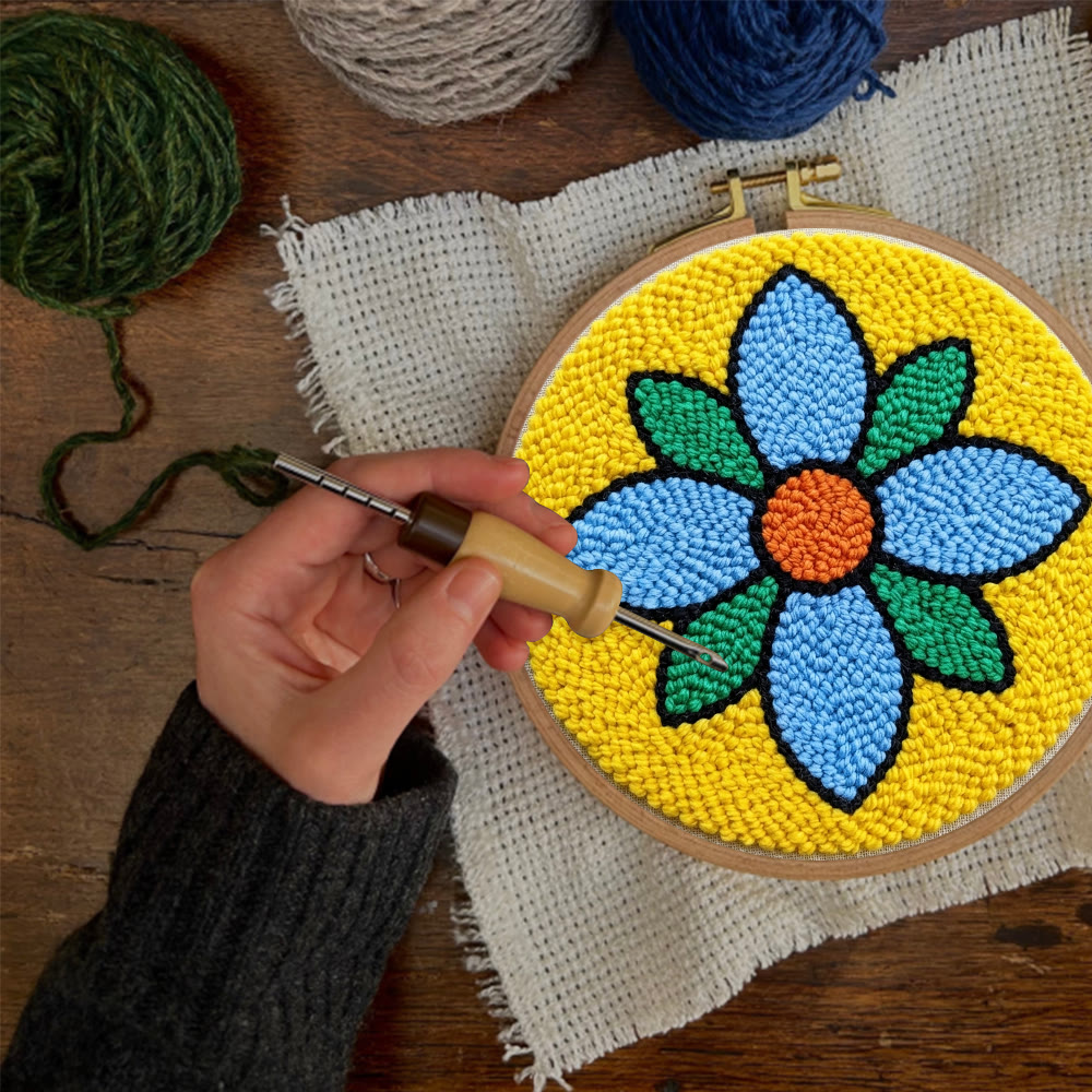 Lebendiges Blütenblatt-Punch-Needle-Set – Einfache Handarbeit | Einzigartiger Wandbehang - image 3