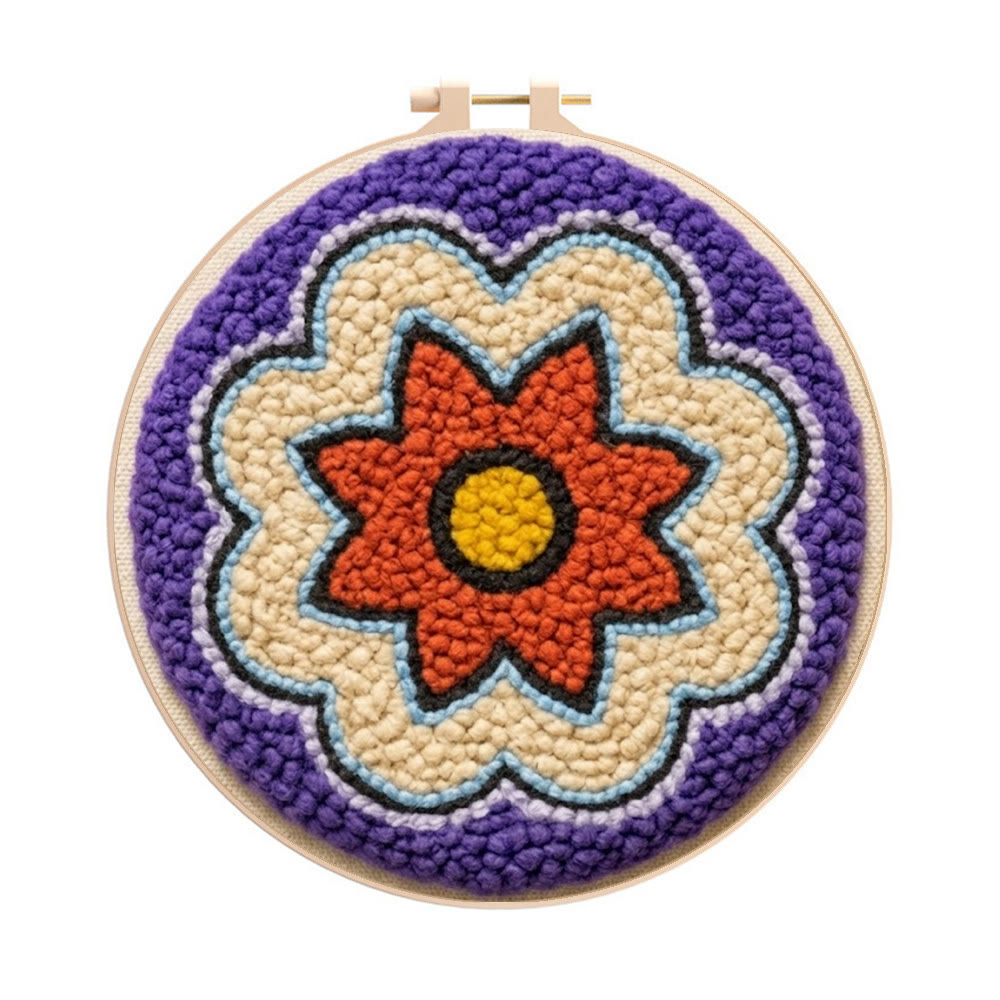 Mandala Bloom Punch Needle Set – Handgefertigte Schreibtischdekoration | Perfektes Bastelprojekt für Anfänger - 8-Zoll-Reifenset - image 1