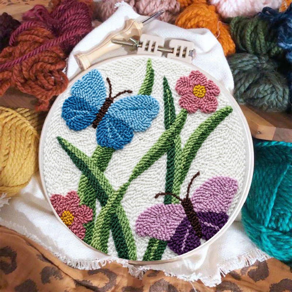 Frühlings-Schmetterlings-Punch-Needle-Set – Kreative Stickkunst | Liebevolles, handgemachtes Geschenk - image 3