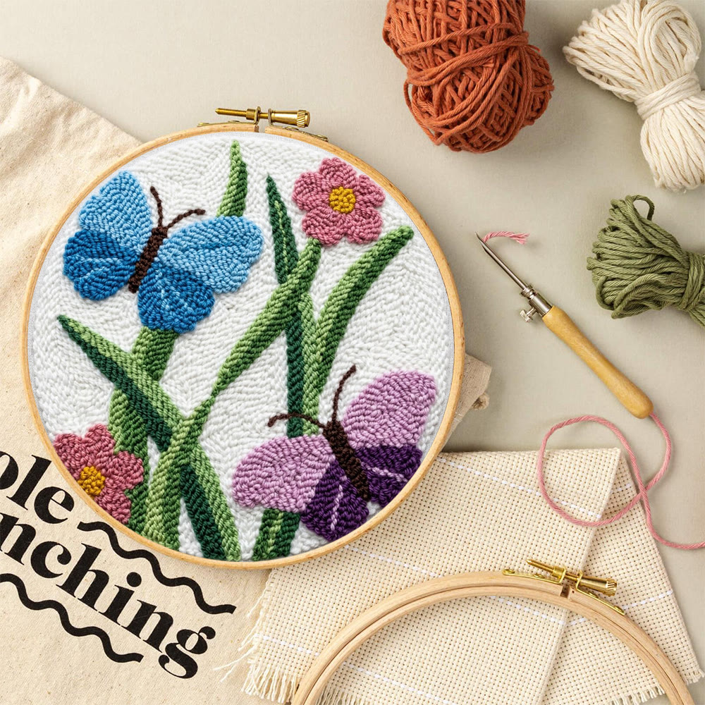 Frühlings-Schmetterlings-Punch-Needle-Set – Kreative Stickkunst | Liebevolles, handgemachtes Geschenk - image 6