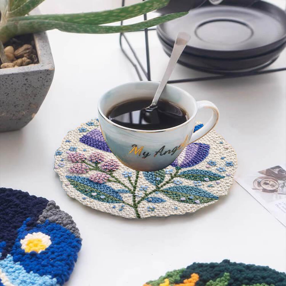 Lila Blume mit kleinem Vogel – Punch-Needle-Set – Gemütliche Wohndekoration | Einfach selbstgemachte Kunst - image 11