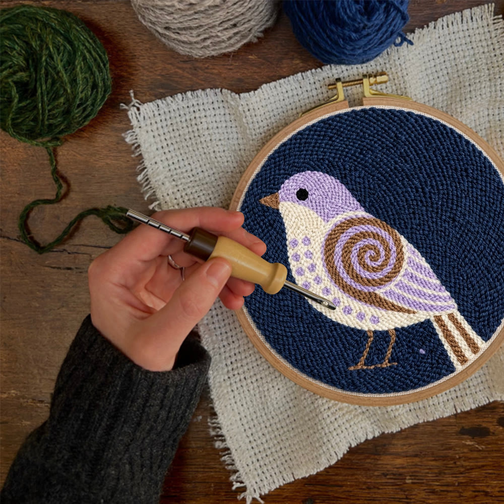 Little Bird Punch Needle Set – DIY-Garnbastelprojekt | Handgefertigter Hängeschmuck - image 2