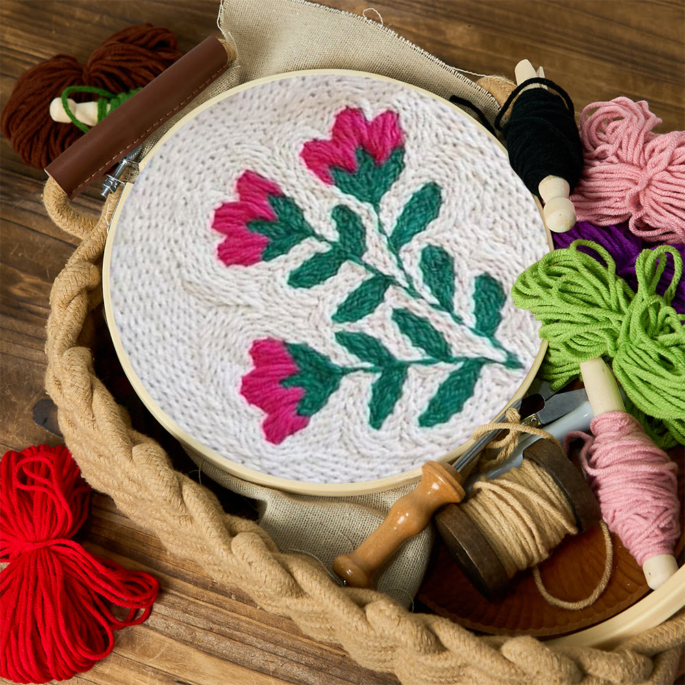 Punch-Needle-Set mit rosa Blumen – Handarbeit für Anfänger | DIY-Wanddeko - image 2
