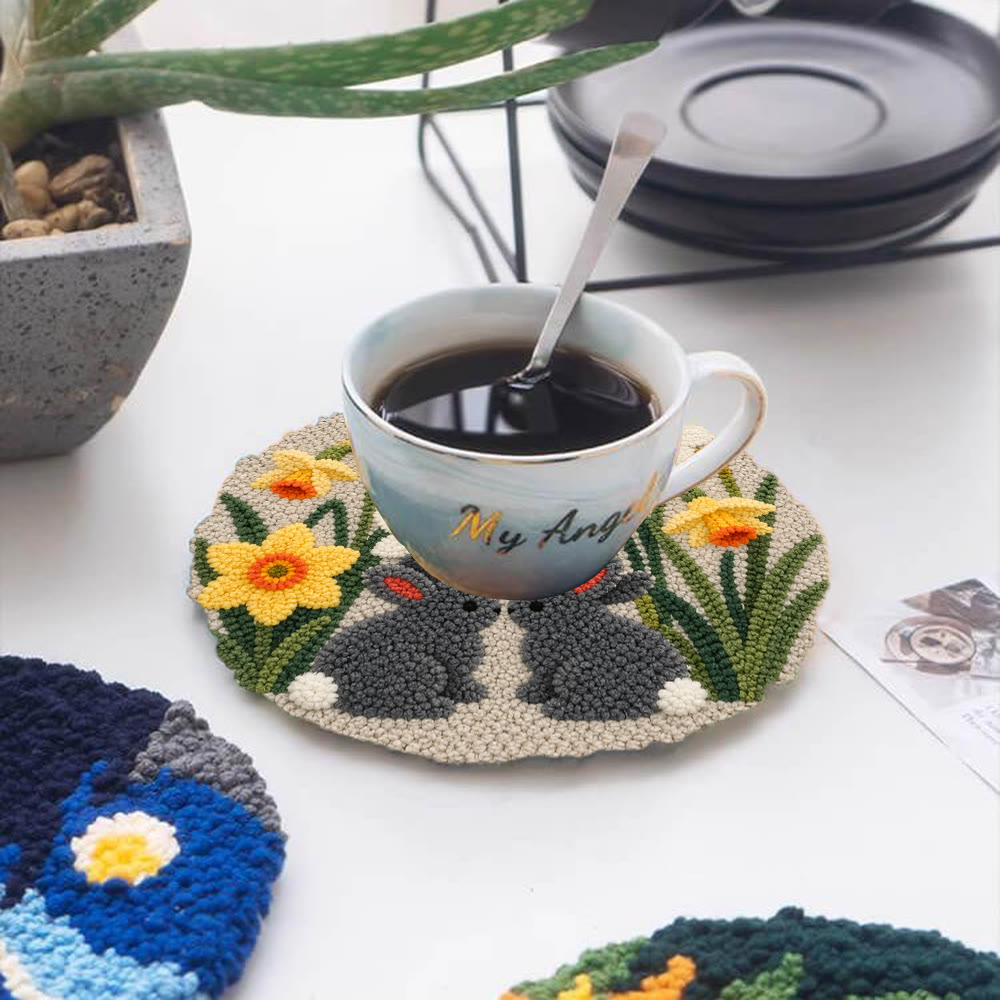 Narzisse und Hase Punch Needle Set – Florale Handstickerei im Stickrahmen | DIY-Kinderzimmerdeko - image 12