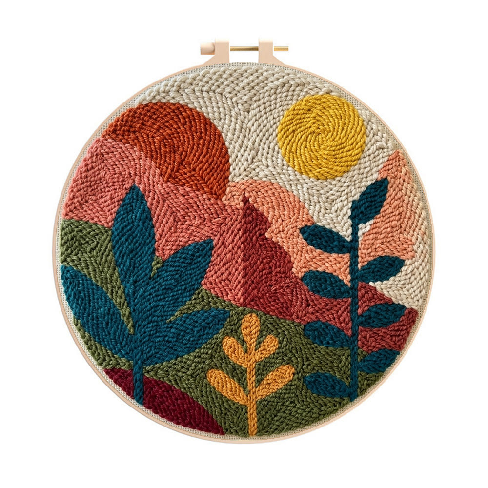 Peaceful Dawn Punch Needle Kit - Unique Handmade Needlepoint | Perfect Wall Decor - 8 inch Hoop Kit - image 1