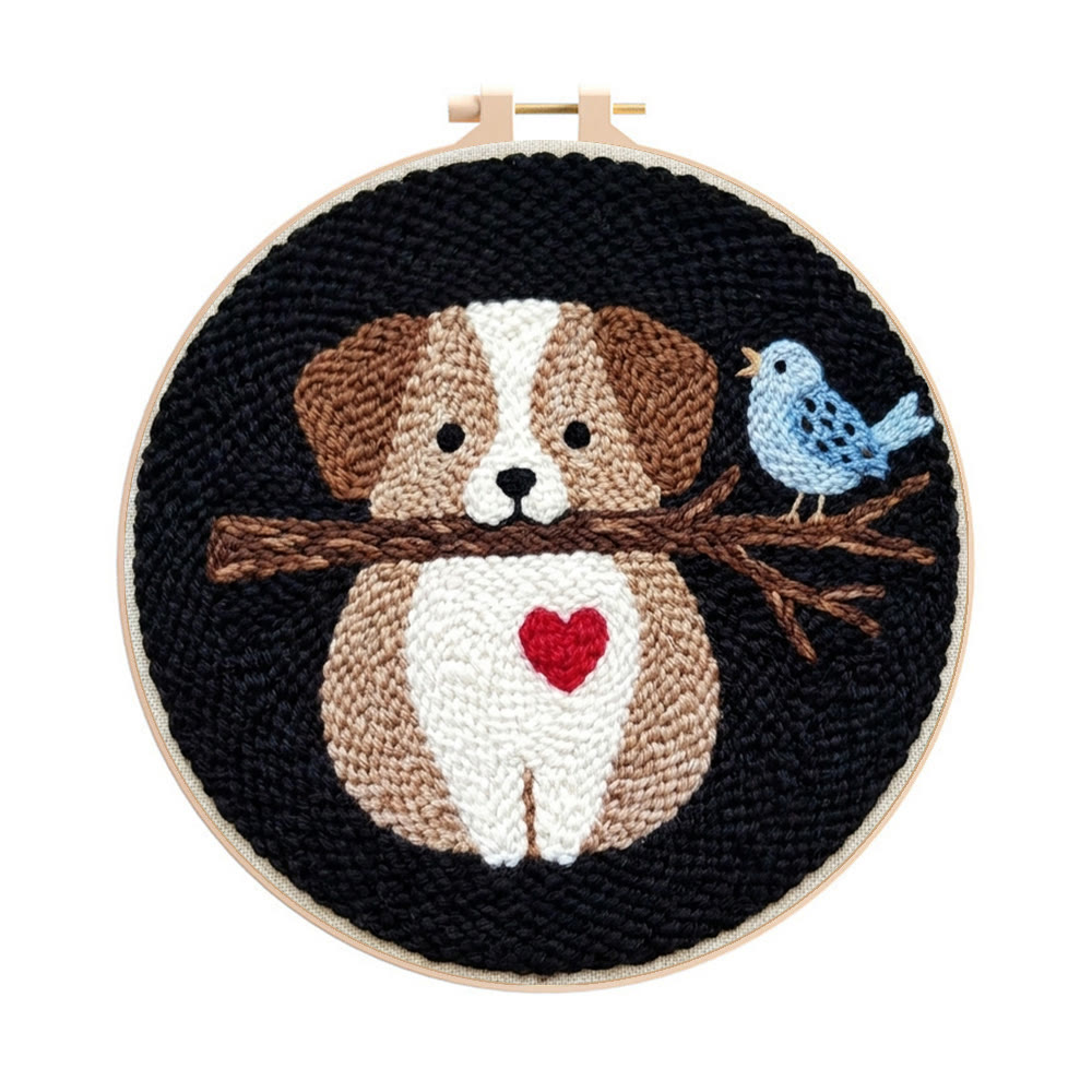 Sweet Puppy Punch Needle Kit - Lovely Animal Handicraft | Perfect Gift For Dog Lovers - 8 inch Hoop Kit - image 1