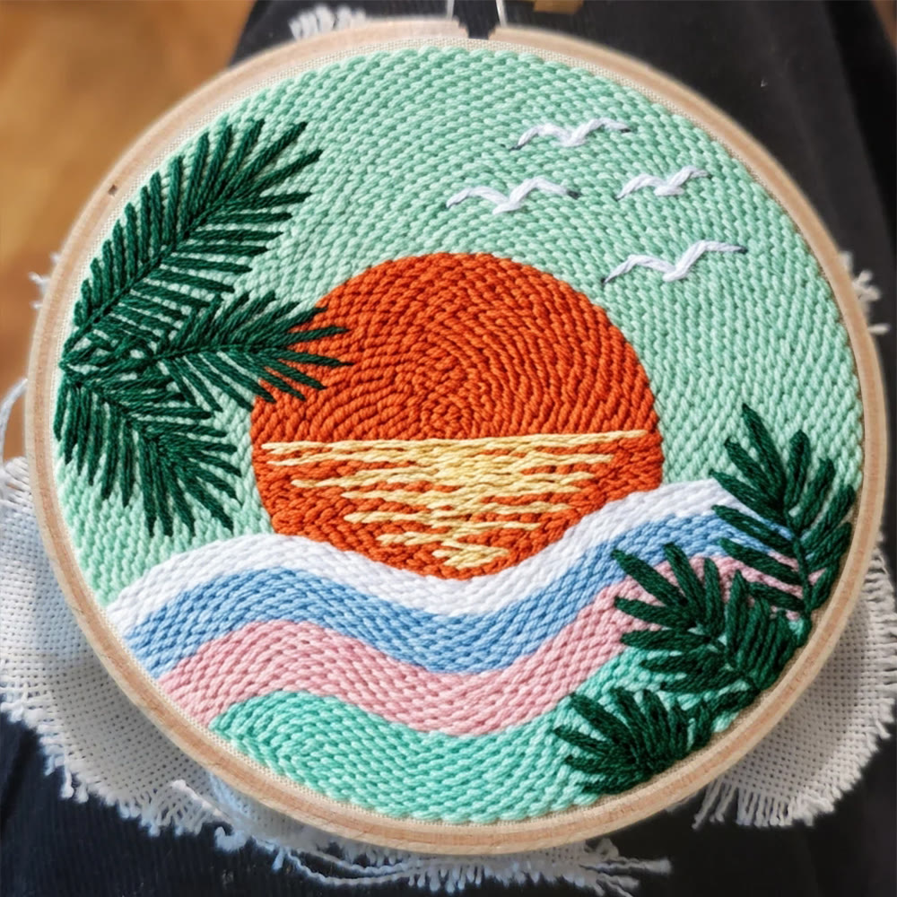 Vibrant Sunset Punch Needle Kit - Summer Landscape Art | Handmade Gift Idea - image 3