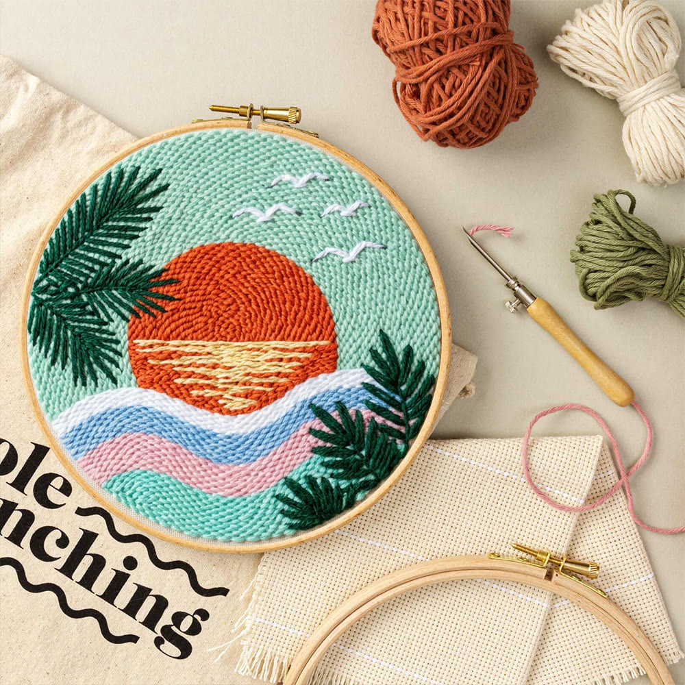 Vibrant Sunset Punch Needle Kit - Summer Landscape Art | Handmade Gift Idea - image 7