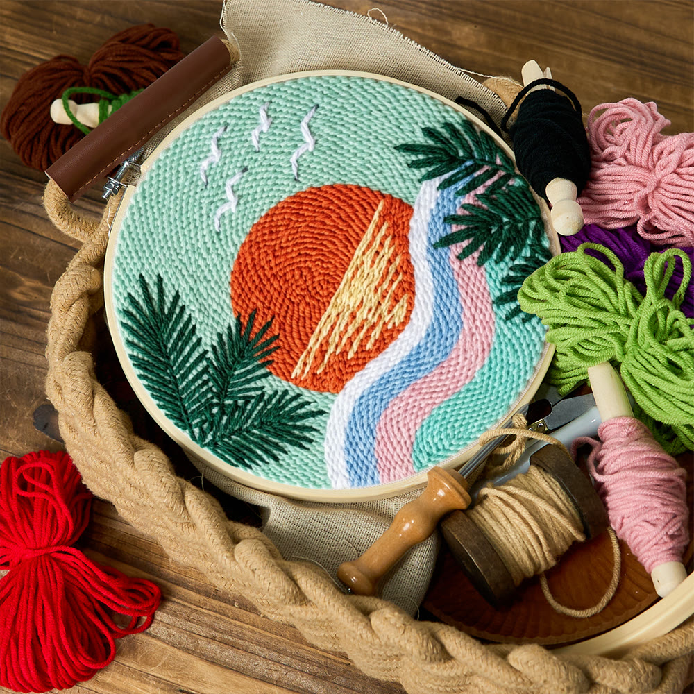 Vibrant Sunset Punch Needle Kit - Summer Landscape Art | Handmade Gift Idea - image 2