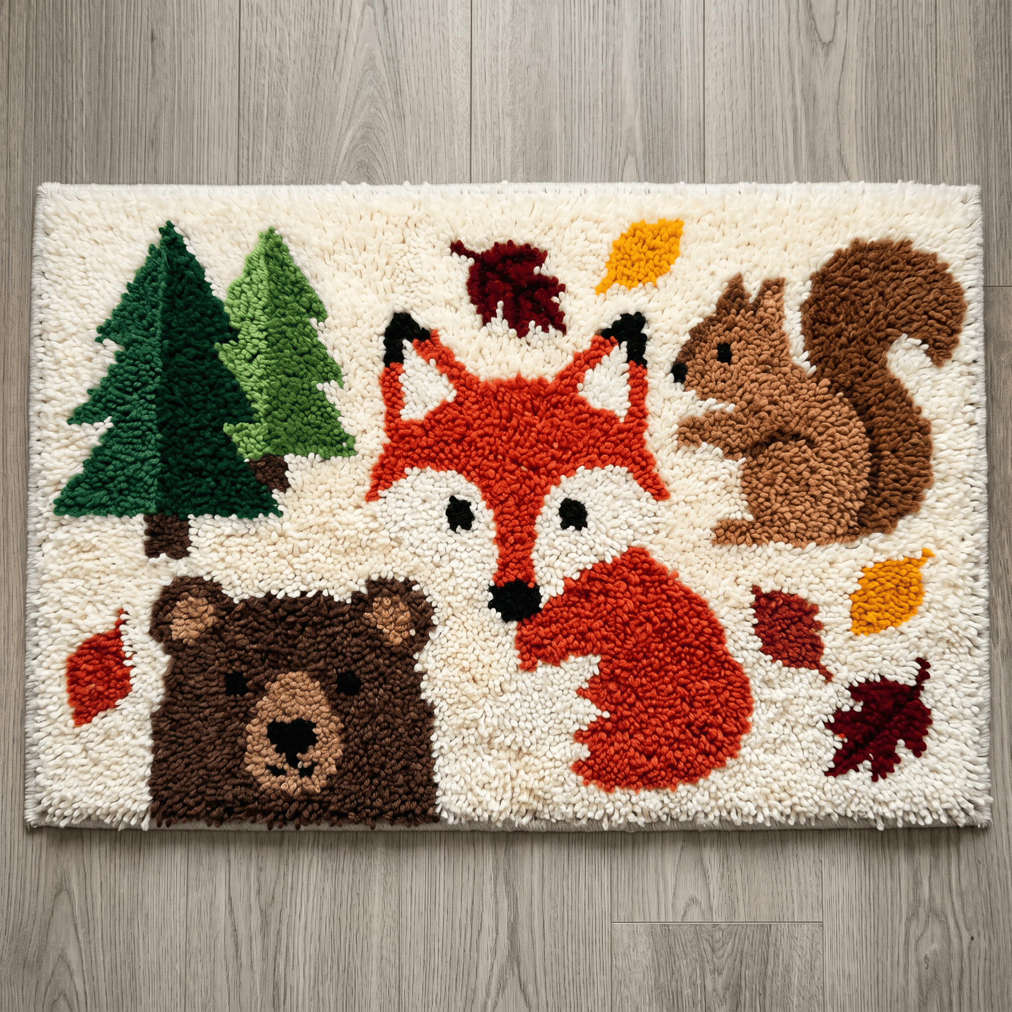 Rubbyoo Knüpfteppich-Set – Waldtier | Einfaches Handarbeitsprojekt für Anfänger | Einzigartiger Teppich - 75 × 50 cm - image 1
