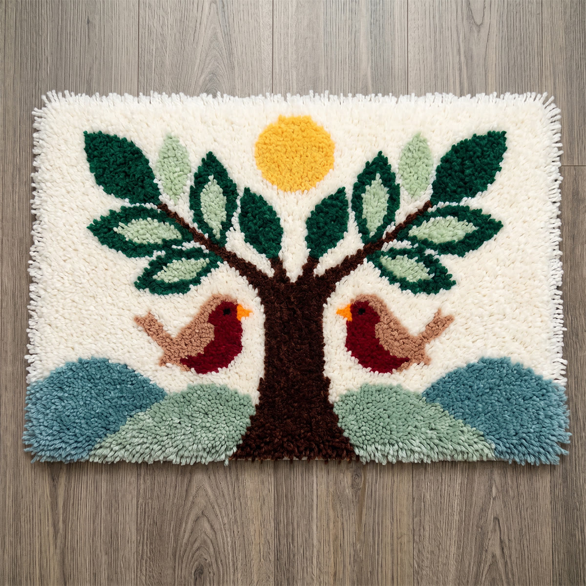 Rubbyoo Knüpfteppich-Set – Waldvögel | Besonderer Heimteppich | Stilvolle Kinderzimmerdekoration - 75 × 50 cm - image 1