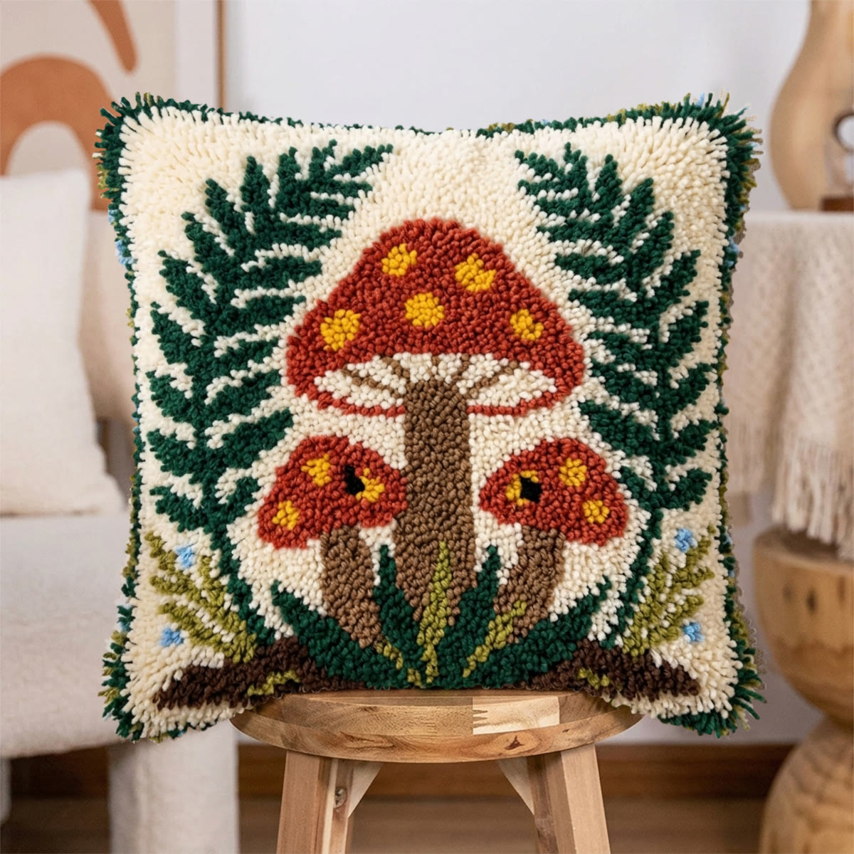 Rubbyoo Knüpfkissen-Set – Pilz und Moos | Handgefertigtes, getuftetes Dekokissen | Dekorativer Kissenbezug - image 3