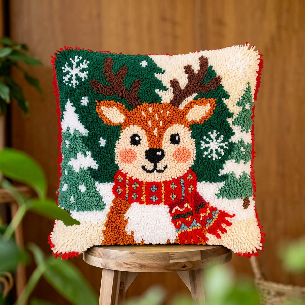 Rubbyoo Knüpfkissen-Set – Niedliches Rentier | DIY-Weihnachtskissenbezug | Ideal als Einzugsgeschenk - image 3
