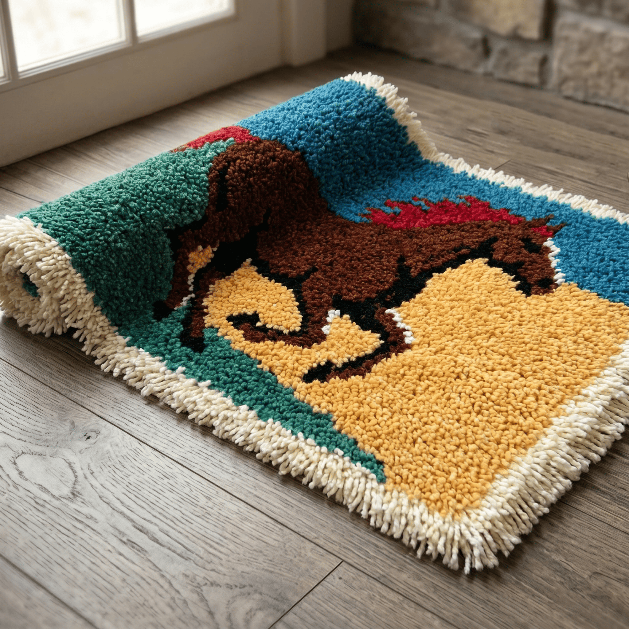 Rubbyoo Knüpfteppich-Set – Pferd mit roter Mähne | Geschenk zur Babyparty | Jungenzimmerteppich - image 9