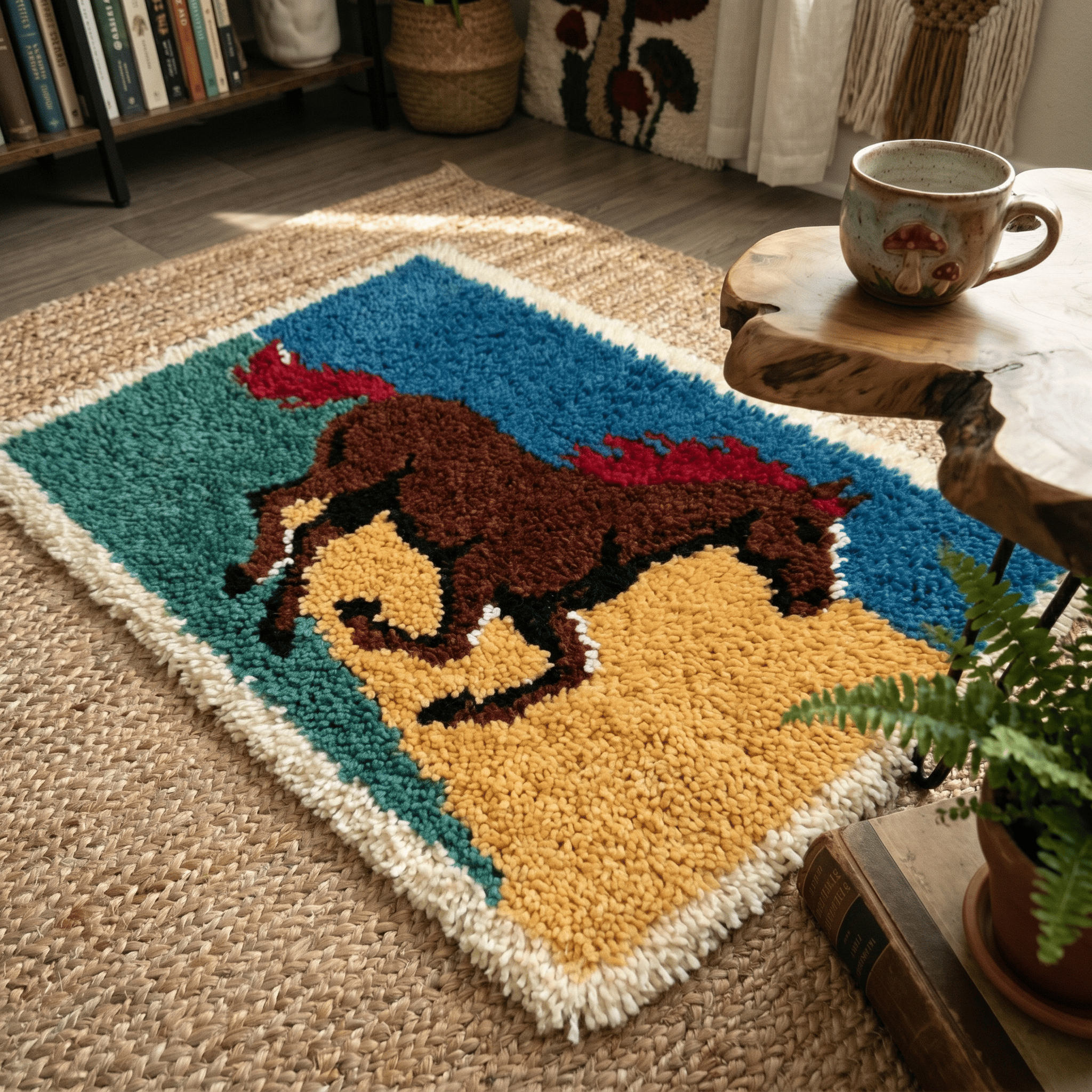 Rubbyoo Knüpfteppich-Set – Pferd mit roter Mähne | Geschenk zur Babyparty | Jungenzimmerteppich - image 4