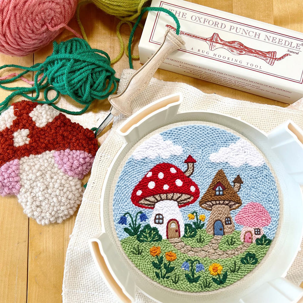 Punch-Needle-Set „Pilzhaus-Paradies“ – Märchenhaftes Muster | Perfektes Nähset als Geschenk für Sie - image 3