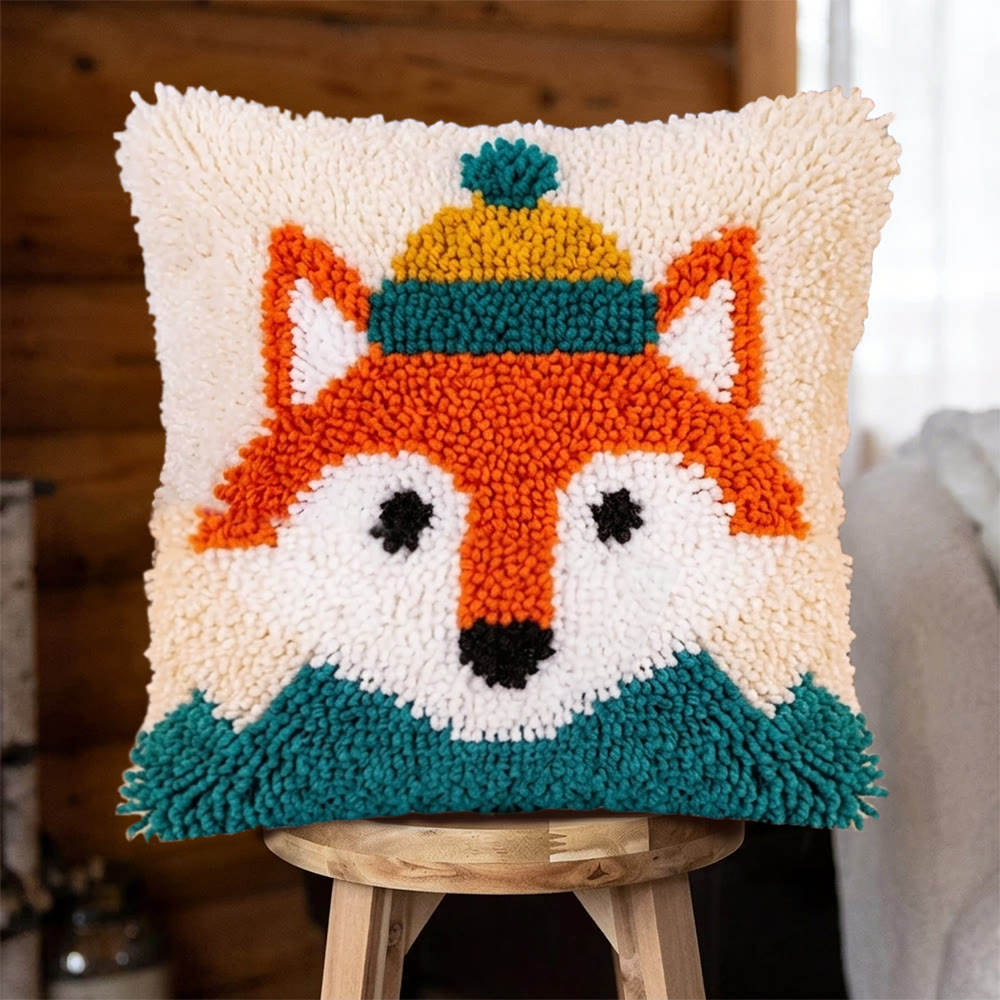 Rubbyoo Knüpfkissen-Set – Hübscher Fuchs | DIY-Kissenbezug | Kreatives Handarbeiten für Anfänger - 43 x 43 cm - image 1