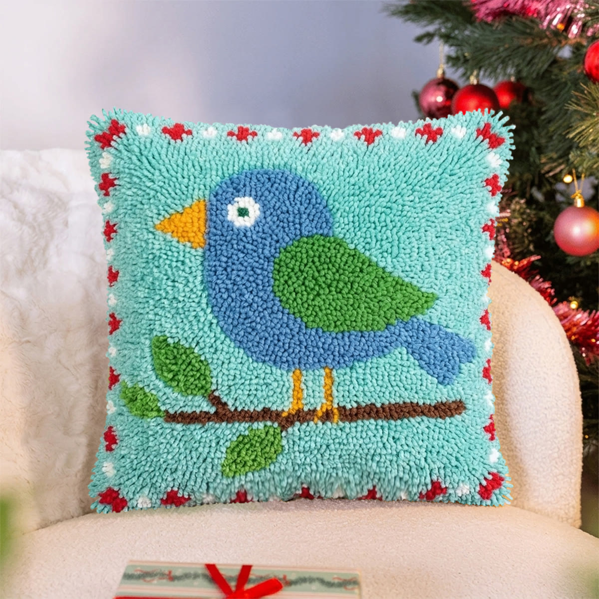 Rubbyoo Knüpfkissen-Set – Prallblauer Vogel | Gesteppter Kissenbezug | Dekorative Sofa-Bastelarbeit - image 8